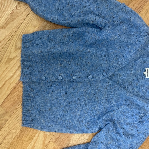 Knit Heartloom blue button up cardigan sweater - Picture 2 of 9